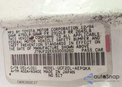 1995 Lexus Ls 400 from USA, damaged, VIN JT8UF22E6S0009260